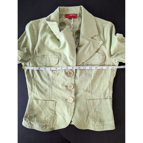 Zinc Women's Lime Green 3 Button Blazer with Pockets Size Medium Y2K Neon - Picture 9 of 11